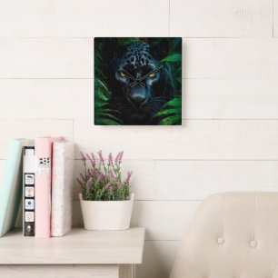 Mysterieuze Black Panther Jungle Natuurontwerp Vierkante Klok