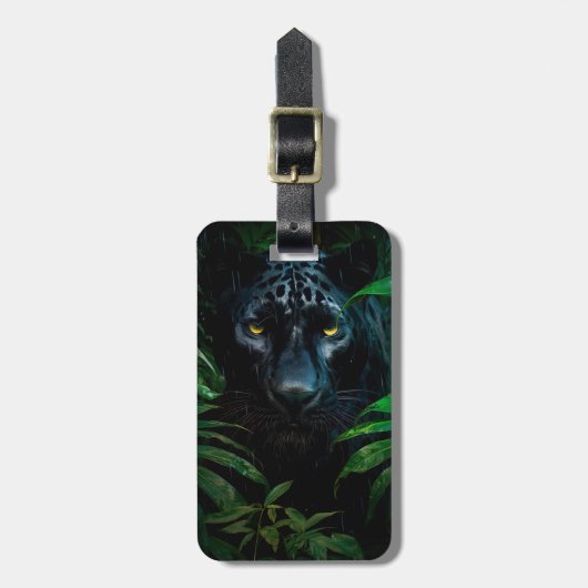 Mysterieuze Black Panther Oerwoud Wildlife Design Bagagelabel (Voorkant verticaal)