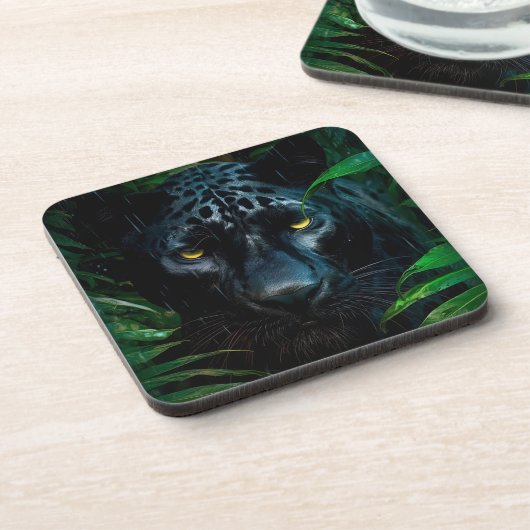 Mysterieuze Black Panther Oerwoud Wildlife Design Bier Onderzetter (Linkerzijde)