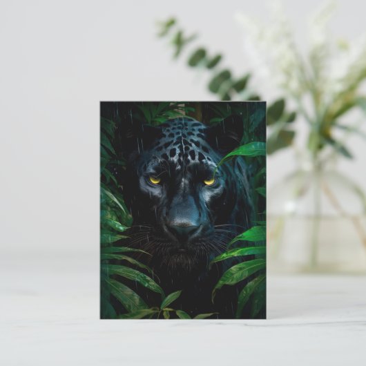 Mysterieuze Black Panther Oerwoud Wildlife Design Briefkaart (Staand voorkant)