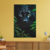 Mysterieuze Black Panther Oerwoud Wildlife Design Canvas Afdruk (Insitu (Woonkamer))