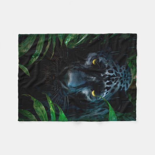 Mysterieuze Black Panther Oerwoud Wildlife Design Fleece Deken (Voorkant (Horizontaal))