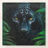 Mysterieuze Black Panther Oerwoud Wildlife Design Glazen Onderzetter (Voorkant)