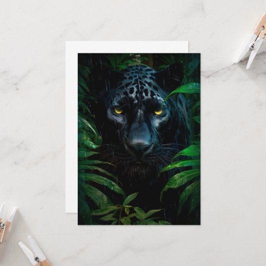 Mysterieuze Black Panther Oerwoud Wildlife Design Kaart (Voorkant / Achterkant in situ)