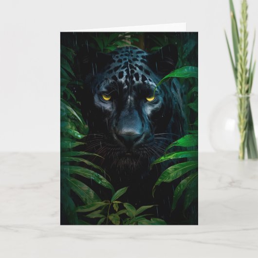 Mysterieuze Black Panther Oerwoud Wildlife Design Kaart (Voorkant)