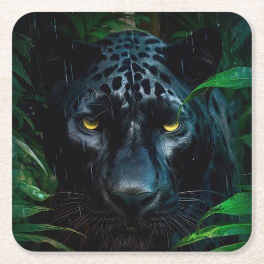 Mysterieuze Black Panther Oerwoud Wildlife Design Kartonnen Onderzetters (Voorkant)