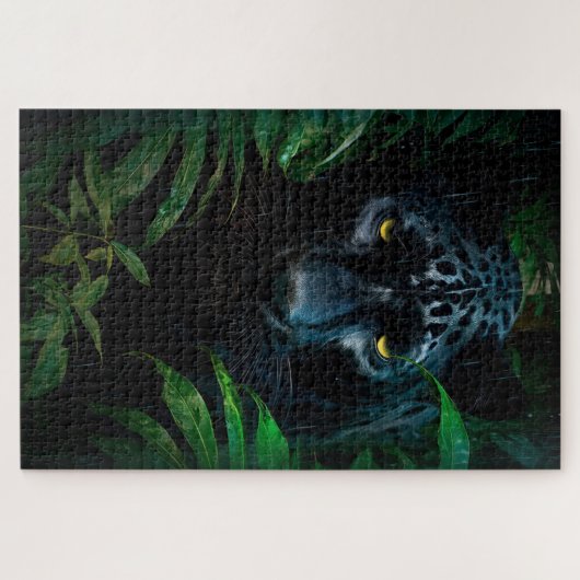 Mysterieuze Black Panther Oerwoud Wildlife Design Legpuzzel (Horizontaal)