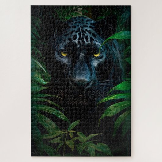 Mysterieuze Black Panther Oerwoud Wildlife Design Legpuzzel (Verticaal)