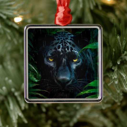 Mysterieuze Black Panther Oerwoud Wildlife Design Metalen Ornament (Boom)