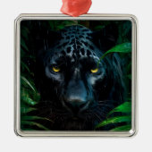 Mysterieuze Black Panther Oerwoud Wildlife Design Metalen Ornament (Voorkant)