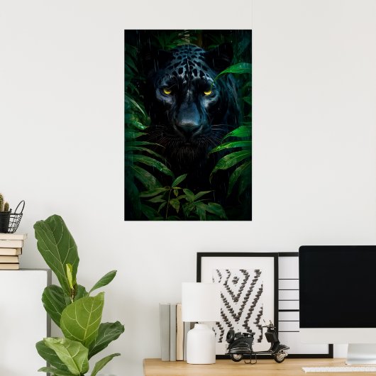 Mysterieuze Black Panther Oerwoud Wildlife Design Poster (Thuiskantoor)