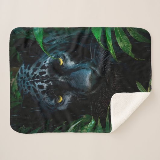 Mysterieuze Black Panther Oerwoud Wildlife Design Sherpa Deken (Voorkant (horizontaal))