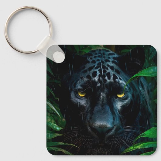 Mysterieuze Black Panther Oerwoud Wildlife Design Sleutelhanger (Voorkant)