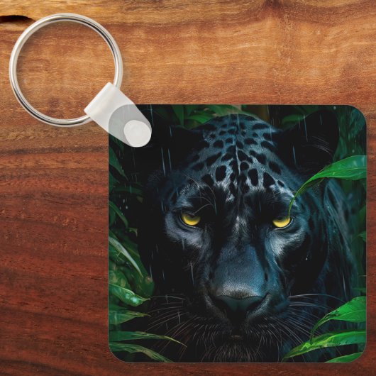 Mysterieuze Black Panther Oerwoud Wildlife Design Sleutelhanger (Voorkant)