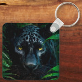 Mysterieuze Black Panther Oerwoud Wildlife Design Sleutelhanger (Achterkant)
