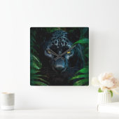 Mysterieuze Black Panther Oerwoud Wildlife Design Vierkante Klok (Huis)
