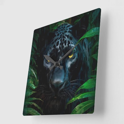 Mysterieuze Black Panther Oerwoud Wildlife Design Vierkante Klok (Hoek)