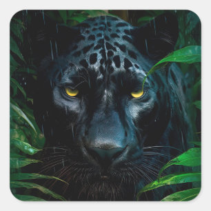 Mysterieuze Black Panther Oerwoud Wildlife Design Vierkante Sticker