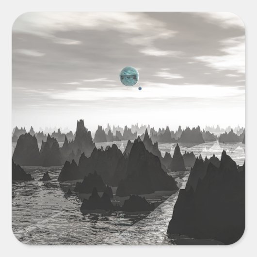 Mysterieuze Blue Orbs Vierkante Sticker (Voorkant)