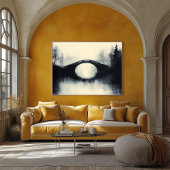Mysterieuze Brug Te midden Van Nevelige Reflecties Poster
