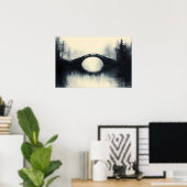 Mysterieuze Brug Te midden Van Nevelige Reflecties Poster (Thuiskantoor)