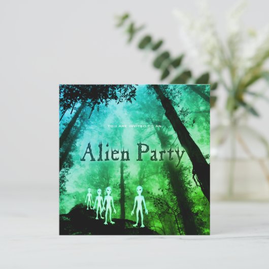 Mysterieuze buitenaardse partij uitnodigen kaart (Staand voorkant)