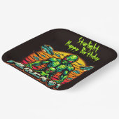 Mysterieuze buitenaardse wezens gloeien in de buur papieren bordje (Gebogen)