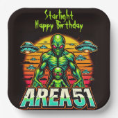 Mysterieuze buitenaardse wezens gloeien in de buur papieren bordje (Voorkant)