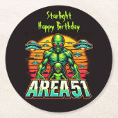 Mysterieuze buitenaardse wezens gloeien in de buur ronde kartonnen onderzetter (Voorkant)