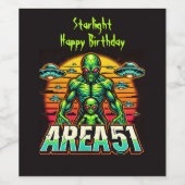 Mysterieuze buitenaardse wezens gloeien in de buur wijn etiket (Enkel label)