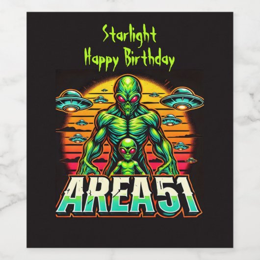 Mysterieuze buitenaardse wezens gloeien in de buur wijn etiket (Enkel label)