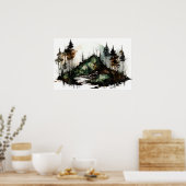 Mysterieuze Dark Forest Waterverf Poster (Keuken)