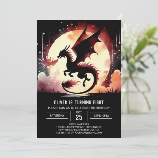 Mysterieuze Dragon verjaardagskinderen Kaart (Staand voorkant)