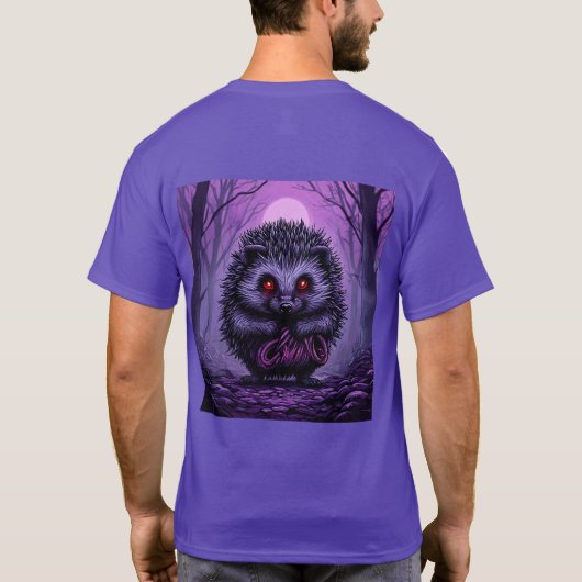 Mysterieuze egel in Spooky Forest T-shirt (Achterkant)