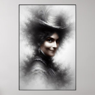 Mysterieuze enge Victoriaanse vrouw portretkunst Poster