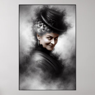 Mysterieuze enge Victoriaanse vrouwenportretkunst Poster
