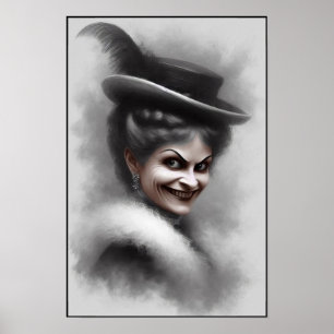 Mysterieuze enge Victoriaanse vrouwenportretkunst Poster