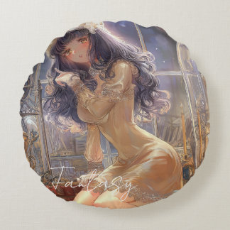 Mysterieuze Fantasie Meisje - Gotische Kunst Esthe Rond Kussen