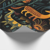 Mysterieuze fantasiedieren op zwart cadeaupapier (Hoek)