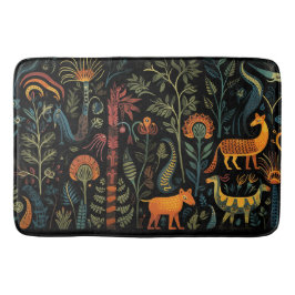 Mysterieuze fantasiedieren op zwarte tegels badmat