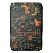 Mysterieuze fantasiedieren op zwarte tegels badmat (Voorkant Verticaal)