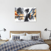 Mysterieuze fee mistige stad gloeiende etherische canvas afdruk (Insitu (Slaapkamer))