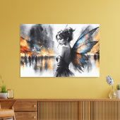 Mysterieuze fee mistige stad gloeiende etherische canvas afdruk (Insitu (Woonkamer))