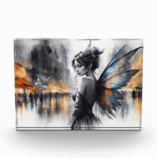 Mysterieuze fee mistige stad gloeiende etherische fotoblokken (Voorkant)