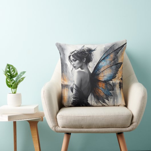 Mysterieuze fee mistige stad gloeiende etherische kussen (Stoel)