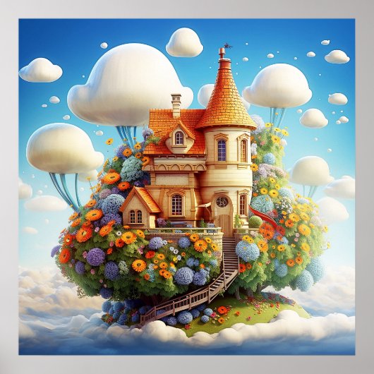 Mysterieuze Floral Surreal Natuur Land Poster (Voorkant)