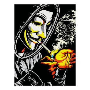 Mysterieuze Gekapte Masker Roker Pop Art Perfect Poster
