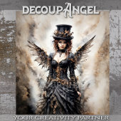 Mysterieuze gevleugelde dame decoupage tissuepapier