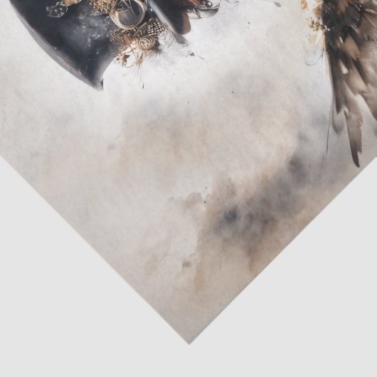 Mysterieuze gevleugelde dame decoupage tissuepapier (Detail)