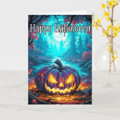 Mysterieuze gloeiende spookachtige pompoen | Hallo Kaart (Gele Bloem)